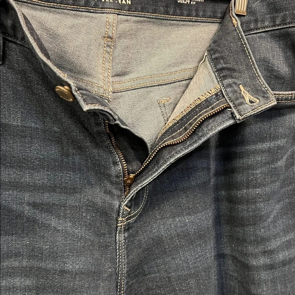 Banana Republic Men's Indigo Distressed Travel Lean Jeans Authentic Fit Sz 36x34